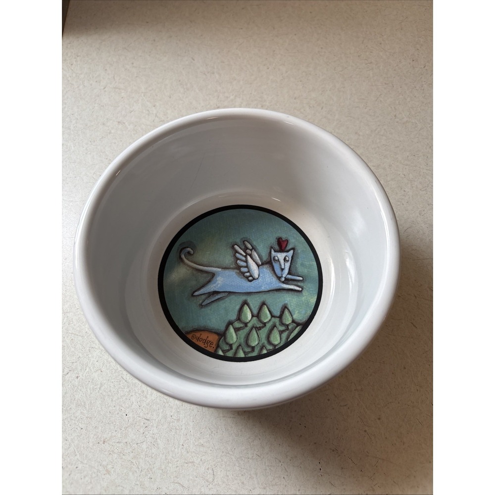 Ursula Dodge Cat Pet Bowl Signature Housewares Flight Of The Blue Cat Stoneware